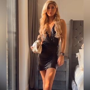 Zara black shiny halter dress